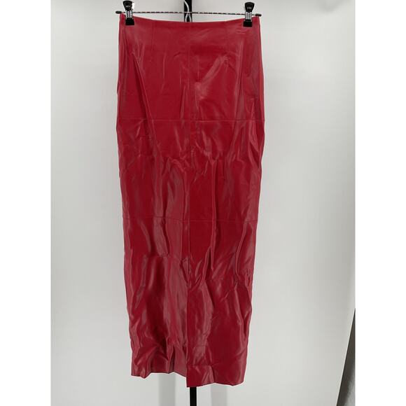 Nicholas 'Enid' Red Polyurethane Maxi Skirt Size 0 - Picture 4 of 5